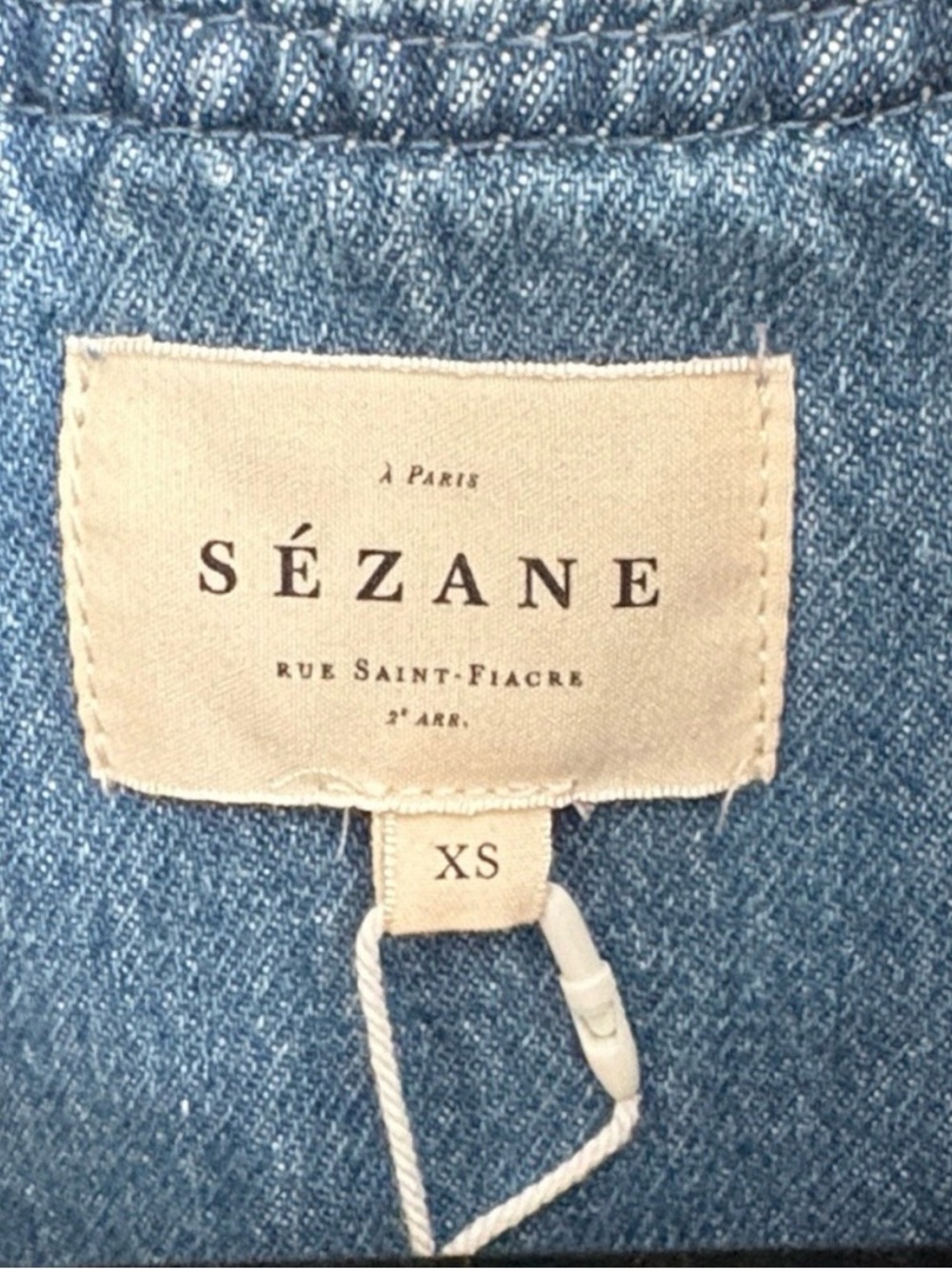 Sezane Light Blue Ruffle-Trim Denim Vest - Picture 4 of 6